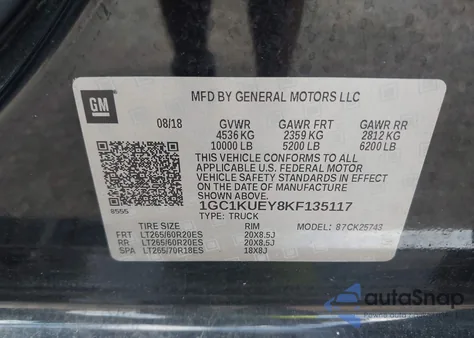 2019 Chevrolet Silverado 2500Hd High Country from USA, damaged, VIN 1GC1KUEY8KF135117